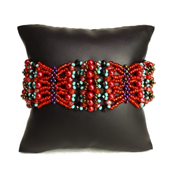 Oyster Bracelet - #138 Turquoise and Red, Double Magnetic Clasp!