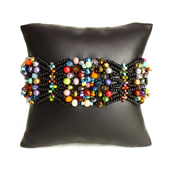 Oyster Bracelet - #151 Black and Multi, Double Magnetic Clasp!