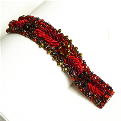 Weaving Leaves Bracelet - #111 Red Garnet, Double Magnetic Clasp!