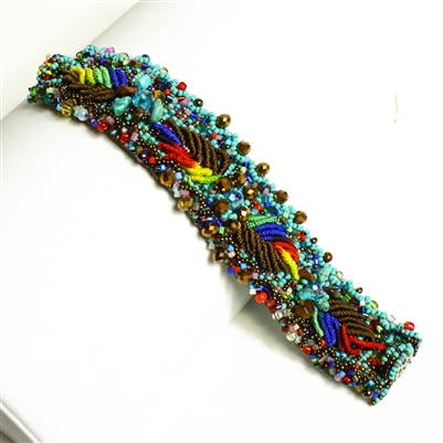 Weaving Leaves Bracelet - #153 Turquoise, Multi, Bronze, Double Magnetic Clasp!