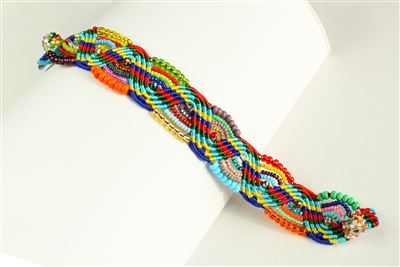 Woven Bracelet with Crystals - #101 Multi, Magnetic Clasp!