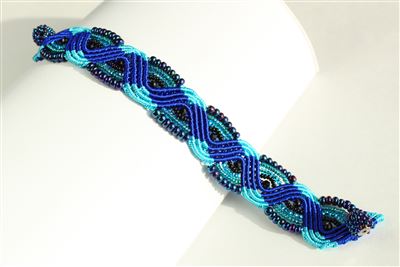 Woven Bracelet with Crystals - #108 Blue, Magnetic Clasp!