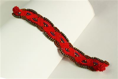 Woven Bracelet with Crystals - #111 Red Garnet, Magnetic Clasp!