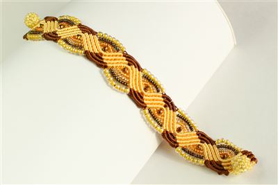 Woven Bracelet with Crystals - #113 Sand, Magnetic Clasp!