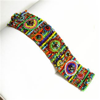 9 Circles Bracelet - #100 Multi Color Block, Double Magnetic Clasp!