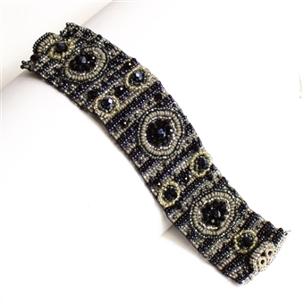 9 Circles Bracelet - #102 Black and Crystal, Double Magnetic Clasp!