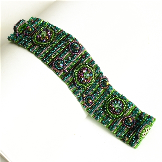 9 Circles Bracelet - #105 Purple and Green, Double Magnetic Clasp!