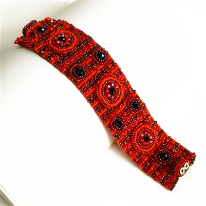 9 Circles Bracelet - #111 Red Garnet, Double Magnetic Clasp!