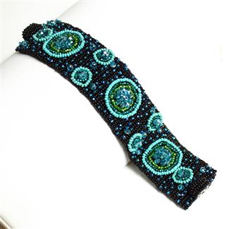9 Circles Bracelet - #133 Turquoise and Black, Double Magnetic Clasp!