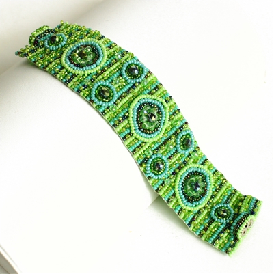 9 Circles Bracelet - #134 Turquoise and Lime, Double Magnetic Clasp!