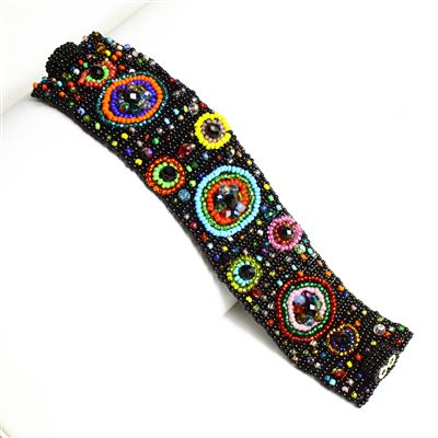 9 Circles Bracelet - #151 Black and Multi, Double Magnetic Clasp!