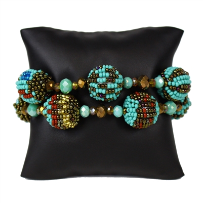 Fiesta Bracelet - #131 Turquoise and Bronze, Magnetic Clasp!