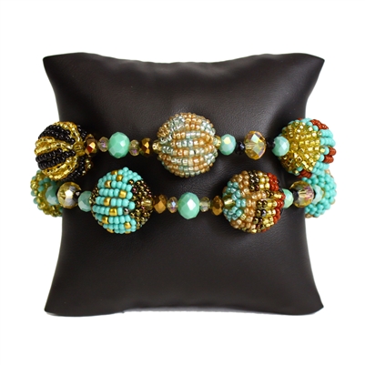 Fiesta Bracelet - #132 Turquoise and Gold, Magnetic Clasp!