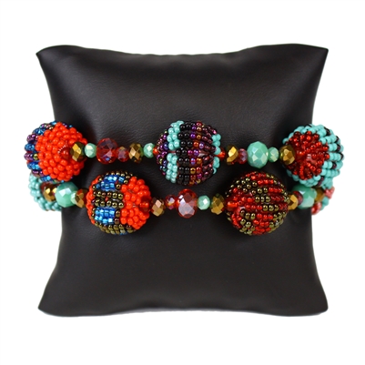 Fiesta Bracelet - #138 Turquoise and Red, Magnetic Clasp!