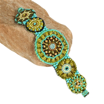 Francesca Bracelet - #132 Turquoise and Gold, Magnetic Clasp!