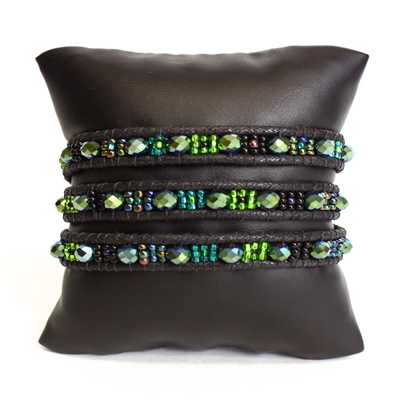 3 Wrap Crystal Bracelet - #109 Green, Magnetic Clasp!