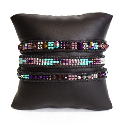 3 Wrap Crystal Bracelet - #145 Turquoise, Purple, Crystal, Magnetic Clasp!