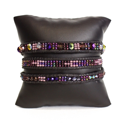 3 Wrap Crystal Bracelet - #210 Purple, Magnetic Clasp!