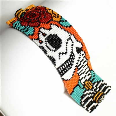 Day of the Dead Bracelet #1 - Coral Rose