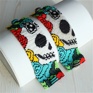 Day of the Dead Bracelet #2 - Turquoise and Black