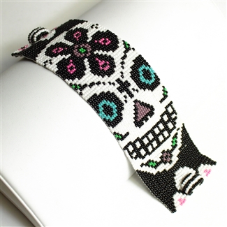 Day of the Dead Bracelet #3 - Pink and Black