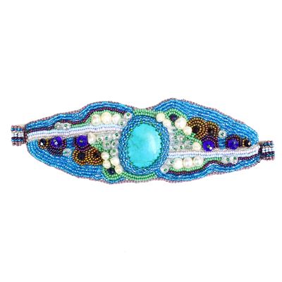 Ocean Stones Bracelet - #170 Blue and Crystal, Double Magnetic Clasp!