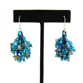 Fuzzy Earrings - #108 Blue