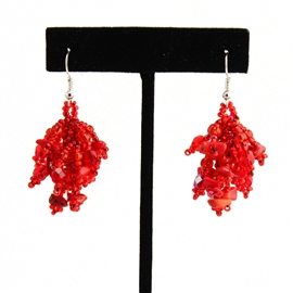 Fuzzy Earrings - #110 Red Coral