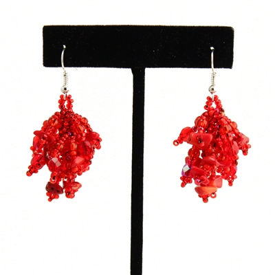 Fuzzy Earrings - #110 Red Coral