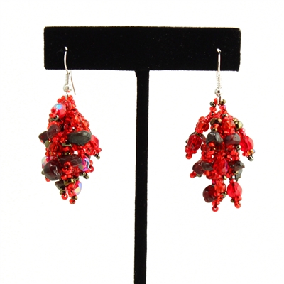 Fuzzy Earrings - #111 Red Garnet