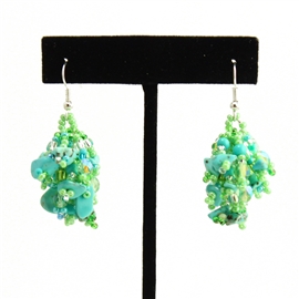 Fuzzy Earrings - #134 Turquoise and Lime