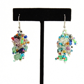 Fuzzy Earrings - #150 Multi and Crystal