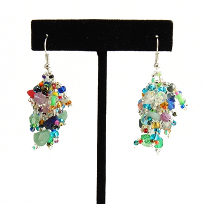 Fuzzy Earrings - #150 Multi and Crystal