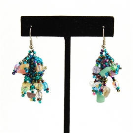 Fuzzy Earrings - #176 Blue Multi