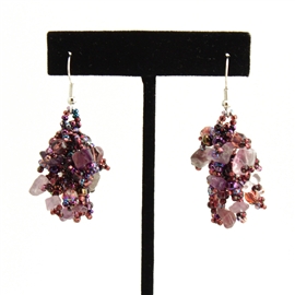 Fuzzy Earrings - #210 Purple