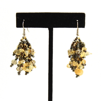 Fuzzy Earrings - #236 Bronze and Citrine