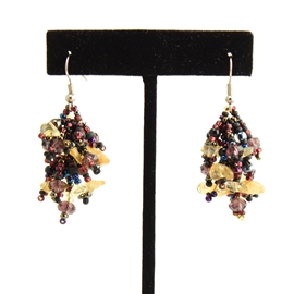 Fuzzy Earrings - #239 Purple and Citrine