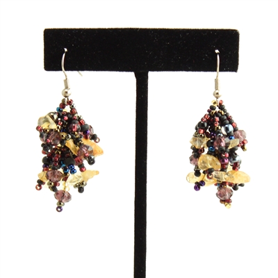 Fuzzy Earrings - #239 Purple and Citrine