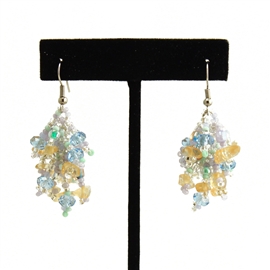 Fuzzy Earrings - #263 Blue, Crystal, Citrine