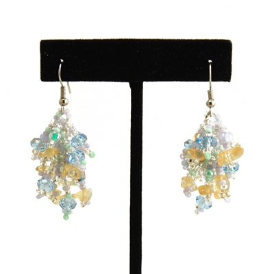 Fuzzy Earrings - #263 Blue, Crystal, Citrine