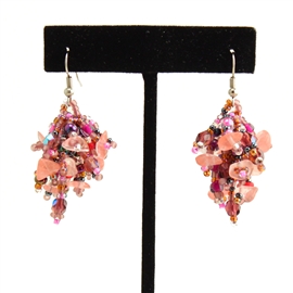 Fuzzy Earrings - #270 Pink and Rose