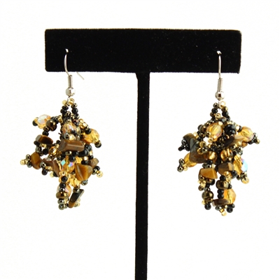 Fuzzy Earrings - #370 Bronze, Black, Gold