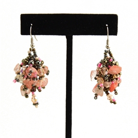 Fuzzy Earrings - #510 Bronze, Pink, Lavender