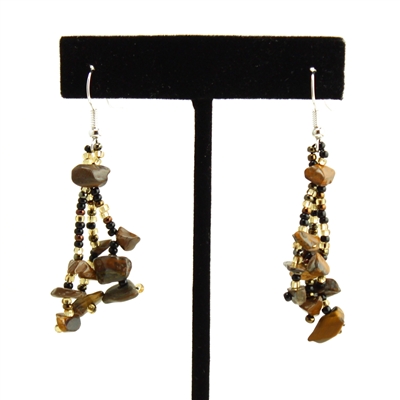 3 Drop Earrings - #104 Black and Gold