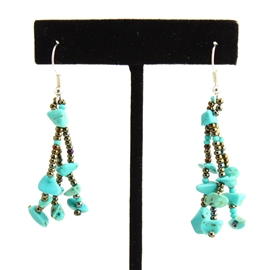 3 Drop Earrings - #131 Turquoise and Bronze