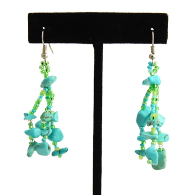 3 Drop Earrings - #134 Turquoise and Lime