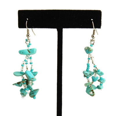 3 Drop Earrings - #135 Turquoise and Crystal