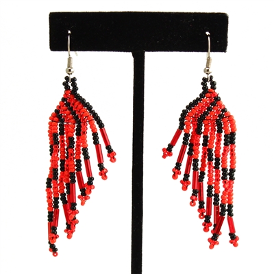 Classic Fringe Earring - #357 Black and Red