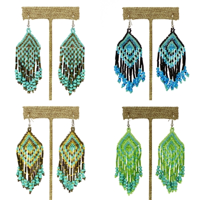 Large Fringe Earrings - Assorted Turquoises