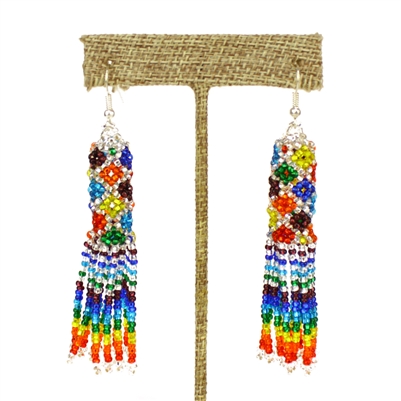 Zulu Earrings - #117 Rainbow and Crystal